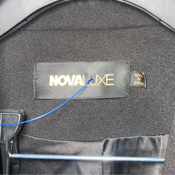 Fashion Nova Black Blazer with Feather Cuffs - Picture 2 of 5